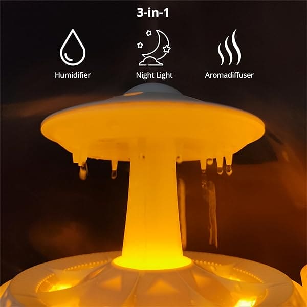 Rain Drop Mushroom Humidifier Ultrasonic RC Atomization Air Freshener With Night Light