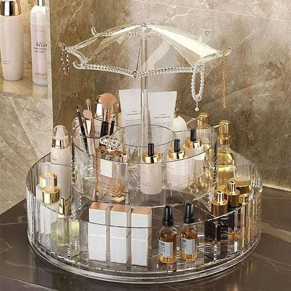 Acrylic 360 Rotatable Umbrella Makeup Cosmetic Organizer