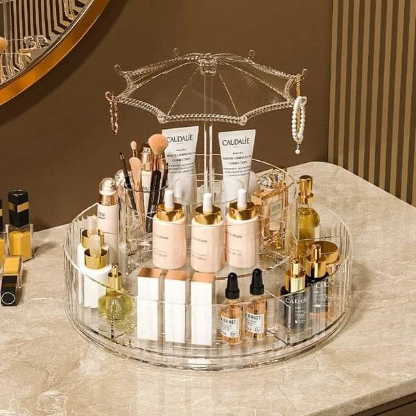 Acrylic 360 Rotatable Umbrella Makeup Cosmetic Organizer