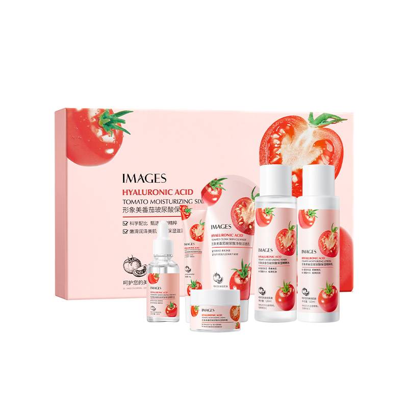 IMAGES 6 IN 1 GIFT Box Tomato Hyaluronic Acid Moisturizing Hydrating Moisturizing Cleansing Essence Skin Care Set