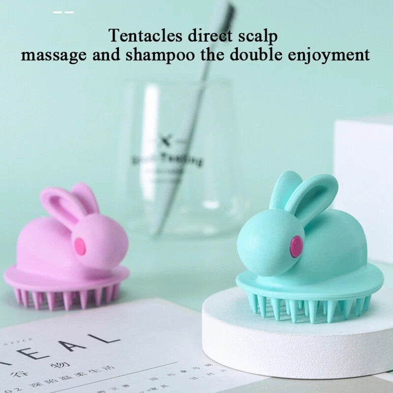 Silicon Cute Rabbit Brush Scalp Massager Comb Shower Head Hair Washing Tool