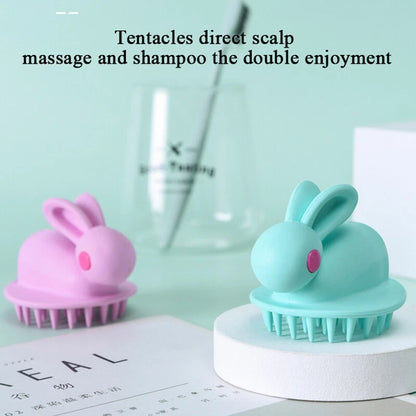 Silicon Cute Rabbit Brush Scalp Massager Comb Shower Head Hair Washing Tool