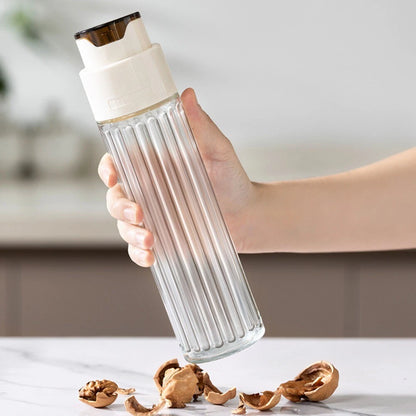 Leak-Proof Glass Oil Dispenser Bottle Automatic Opening &amp; Closing Lid Gravity Oil Tank