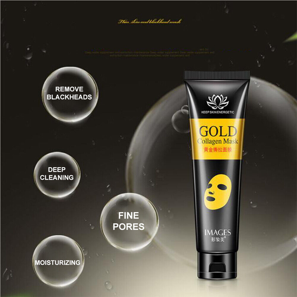 Images Gold Collagen Mask Purifying Acne Peel-off Mask Facial Deep Cleansing Blackhead Remover 60g