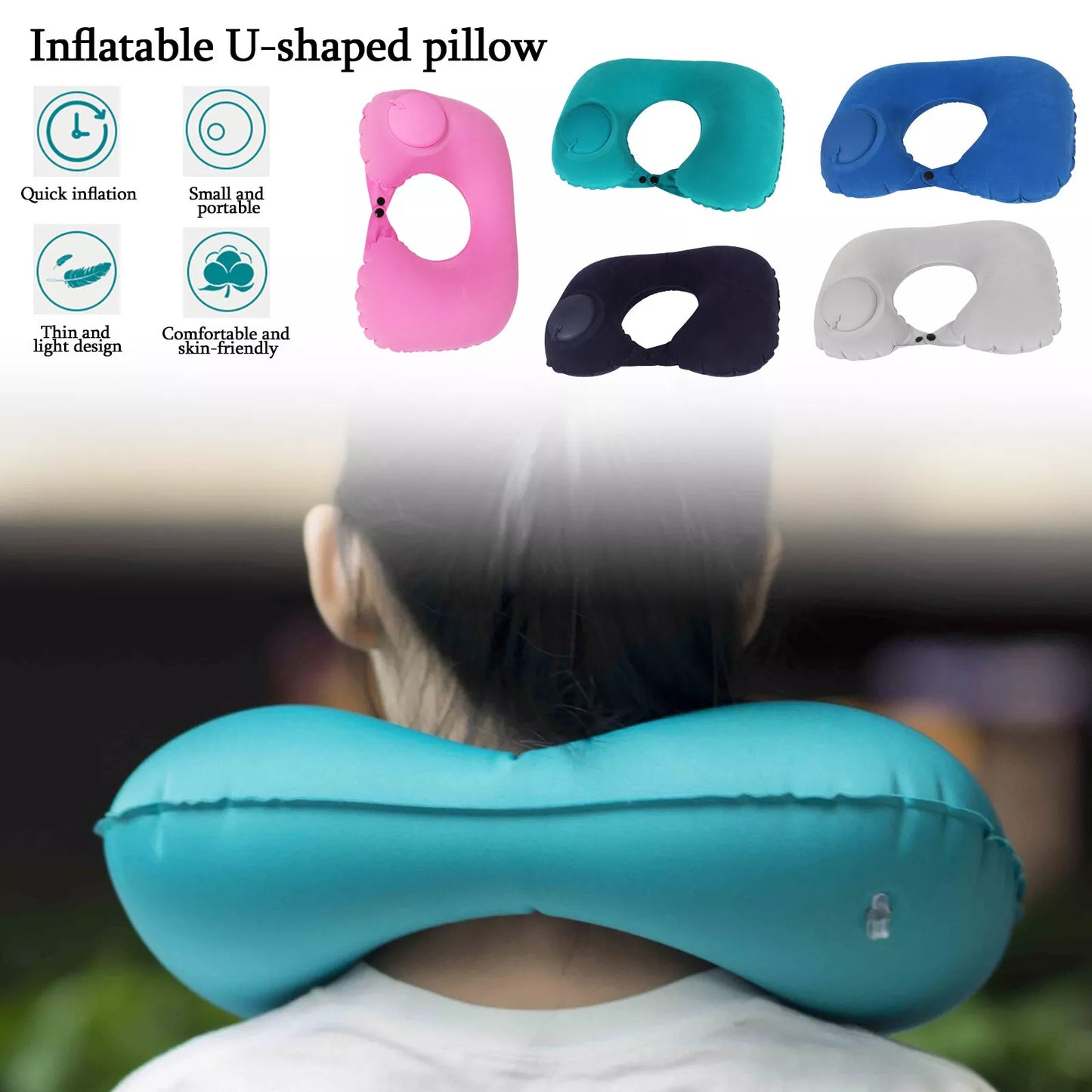 Inflatable Super Soft Neck Cushion Pillow Travel Support