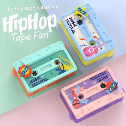 Hip Hop Tape Fan Classic Creative Cute Cassette Tape Neck Around Fan