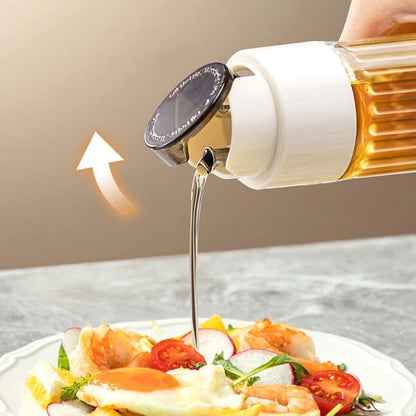 Leak-Proof Glass Oil Dispenser Bottle Automatic Opening &amp; Closing Lid Gravity Oil Tank