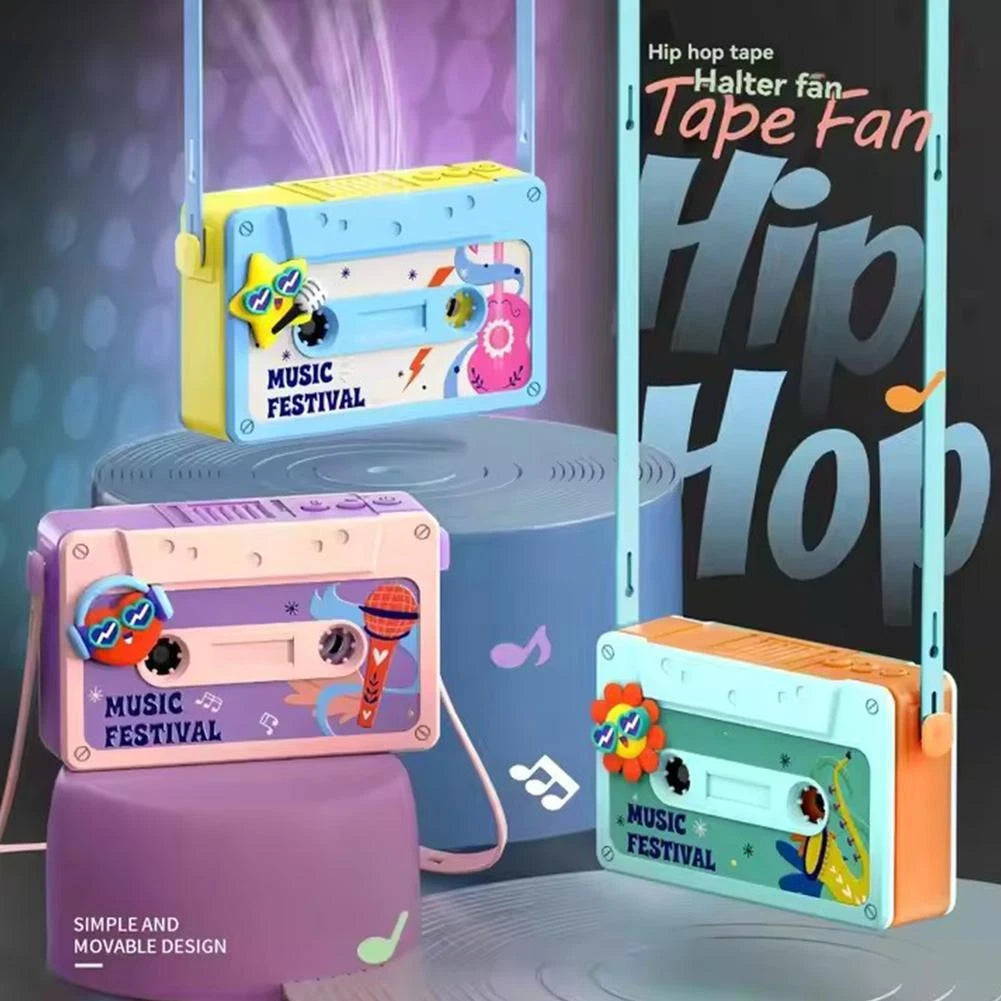 Hip Hop Tape Fan Classic Creative Cute Cassette Tape Neck Around Fan
