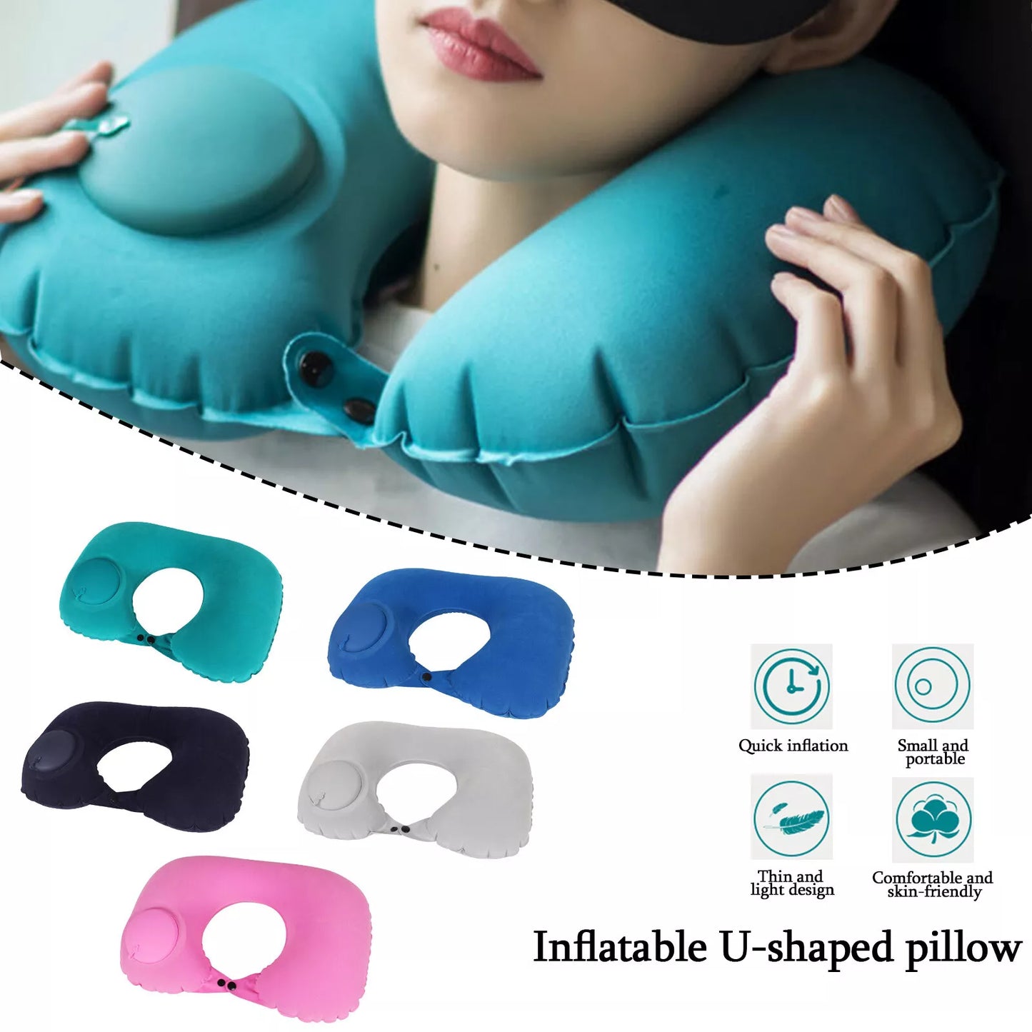Inflatable Super Soft Neck Cushion Pillow Travel Support