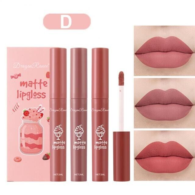 Dragon Ranee Nude Matte Lipgloss 3Pcs Set