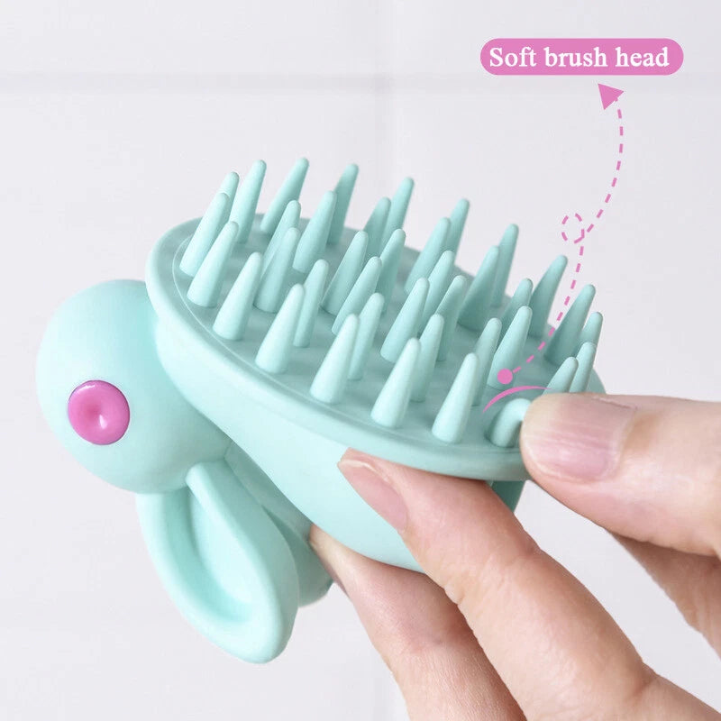 Silicon Cute Rabbit Brush Scalp Massager Comb Shower Head Hair Washing Tool