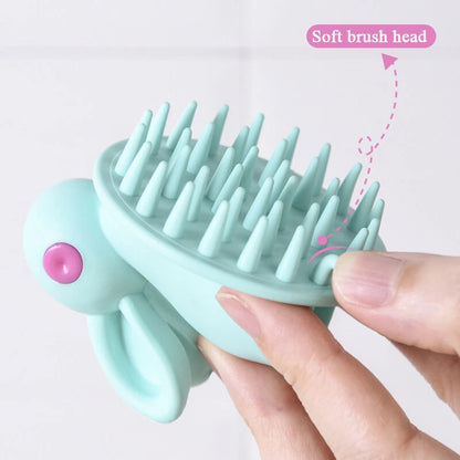 Silicon Cute Rabbit Brush Scalp Massager Comb Shower Head Hair Washing Tool