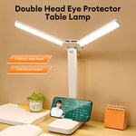 Double Head LED Table Lamp USB Charging Touch Dimmable With Mobile Holder