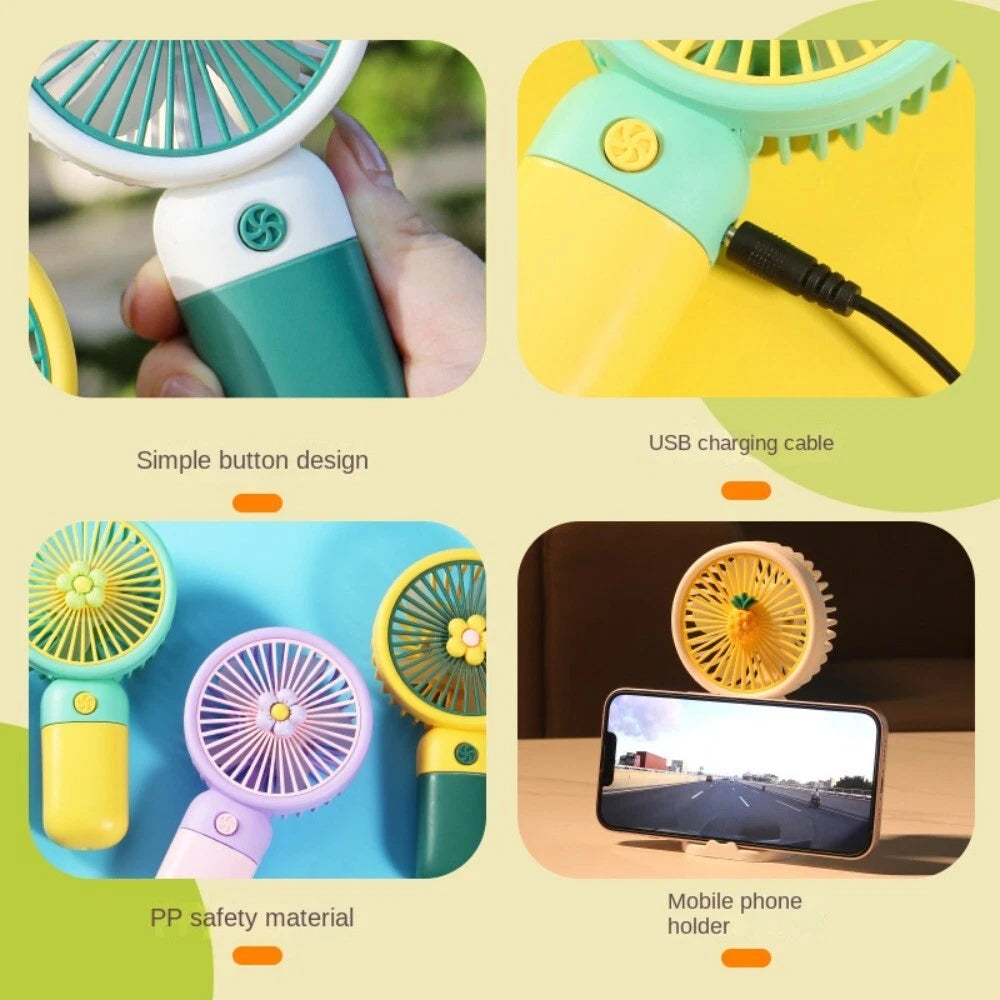 Handheld Mini Portable Cute Desktop Fan Fan USB Charging Cooling Fan With Fruits Character