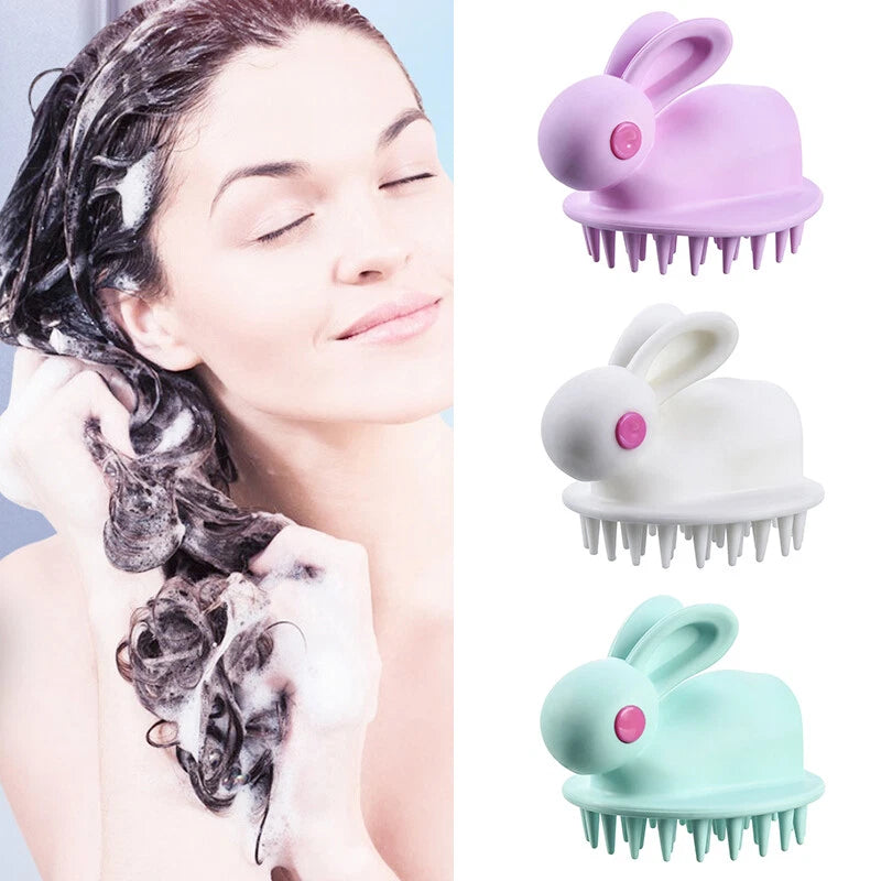 Silicon Cute Rabbit Brush Scalp Massager Comb Shower Head Hair Washing Tool