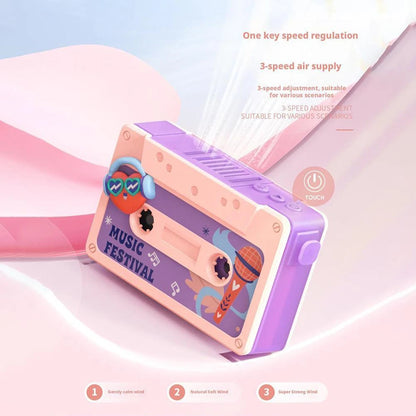 Hip Hop Tape Fan Classic Creative Cute Cassette Tape Neck Around Fan