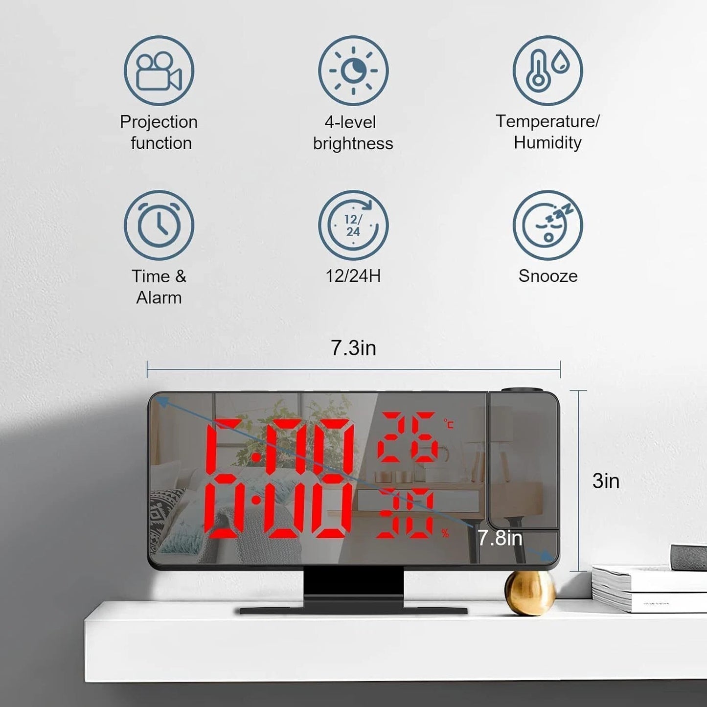 LED Projection Alarm Clock Digital Clock