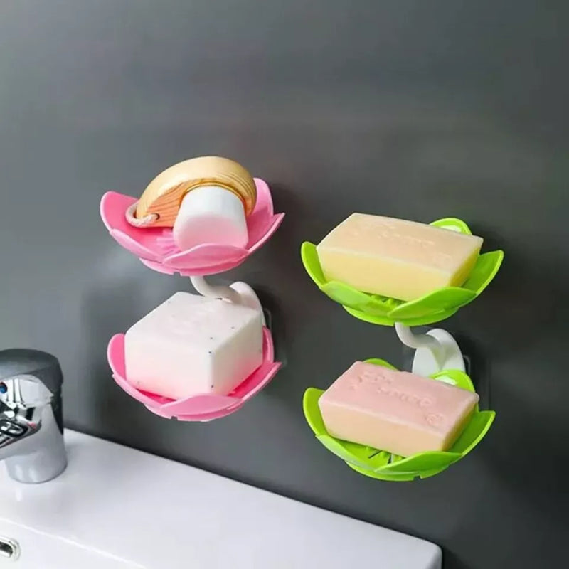 Wall Mounted Double Layer Lotus Flower Shaped Soap Holder