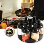 Multipurpose Set Of 6 Rotating Spice Jar With Spoon Set Of 6 And Revolving Spice Rack