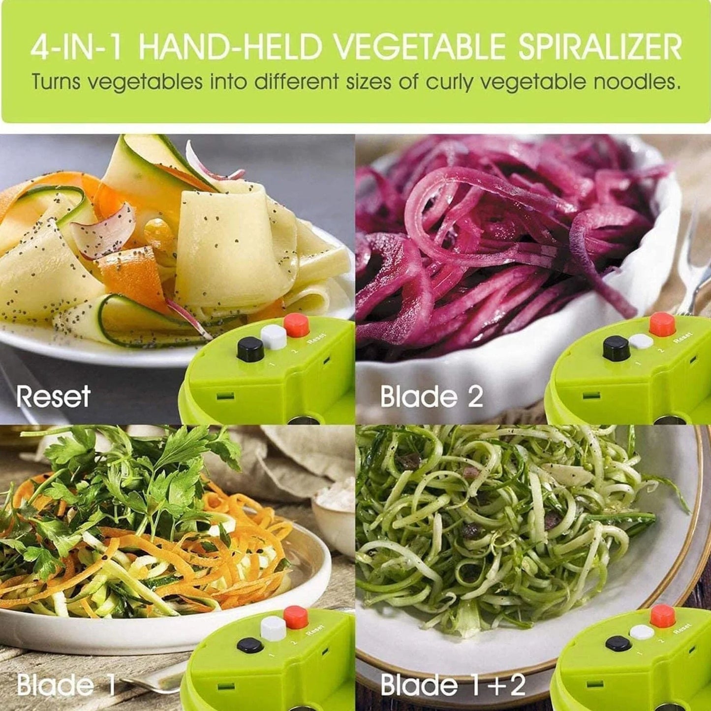 4in1 Adjustable Vegetable Spiral Cutter Slicer Kitchen Tool