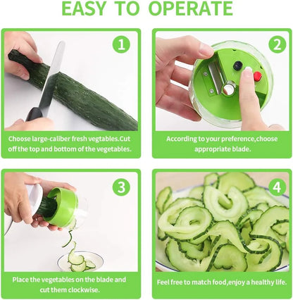 4in1 Adjustable Vegetable Spiral Cutter Slicer Kitchen Tool