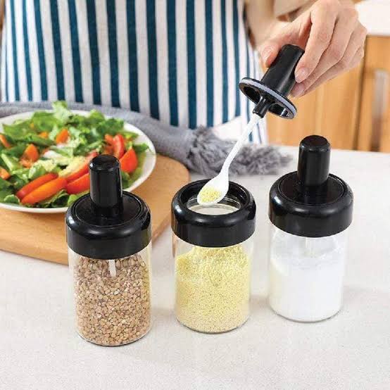 Multipurpose Set Of 6 Rotating Spice Jar With Spoon Set Of 6 And Revolving Spice Rack