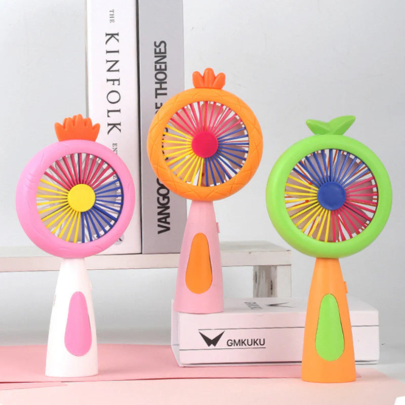 Latest Rechargeable Compact Mini Cute Fan With Colorful Night Lighting For Indoor And Outdoor Use
