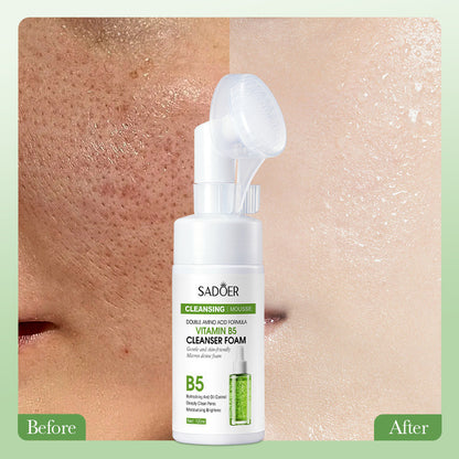 SADOER Vitamin B5 Mousse Face Wash Amino Acid Deep Clean Pores Moisturizing Foam Cleanser 120ml
