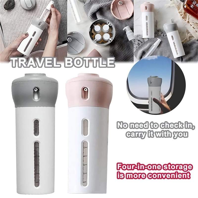 4 in 1 Travel Bottle Dispenser Leak Proof Refillable Toiletry Container Dispenser