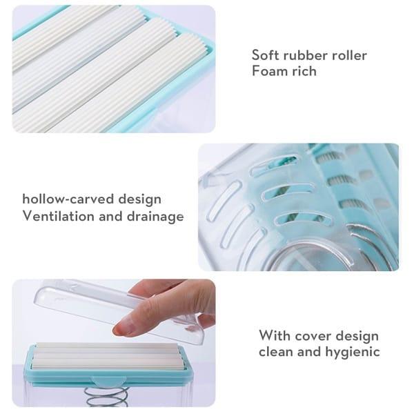 Multifunctional Soap Dispensers Box With Rolling Wheel Soap Draining Storage Box