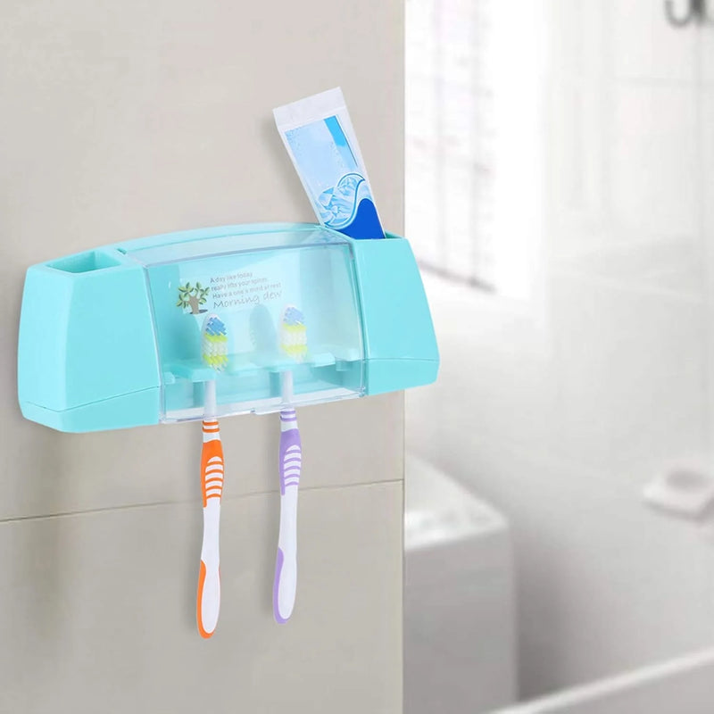 Multifunctional Wall Mounted Toothbrush Holder 5 Toothbrush Holding Slot Toothbrush Storage Rack Organizer