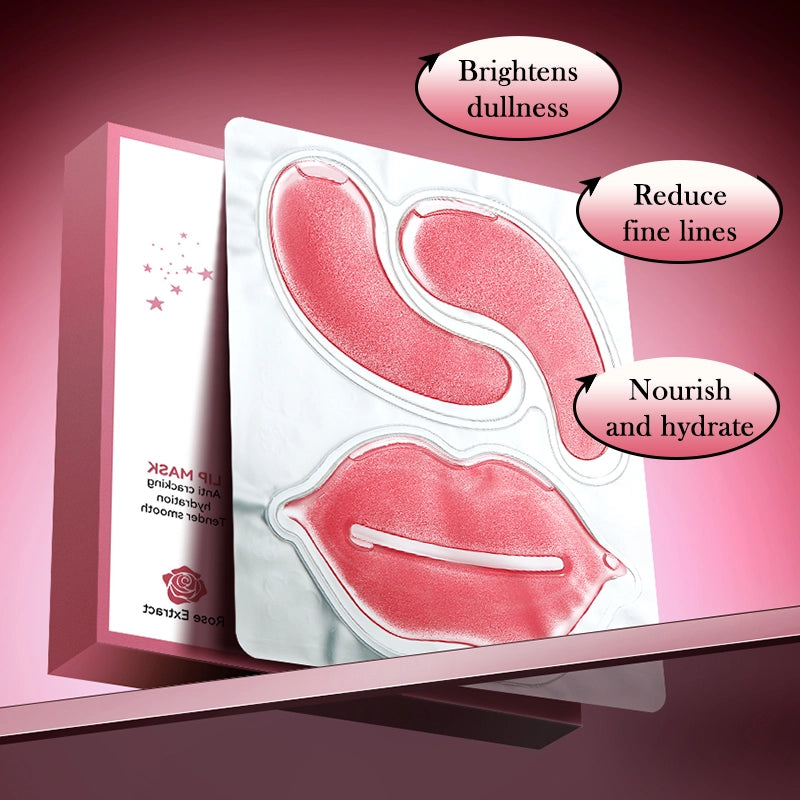 SADOER Rose Eye Mask Lip Mask Combination Pack 10Pcs