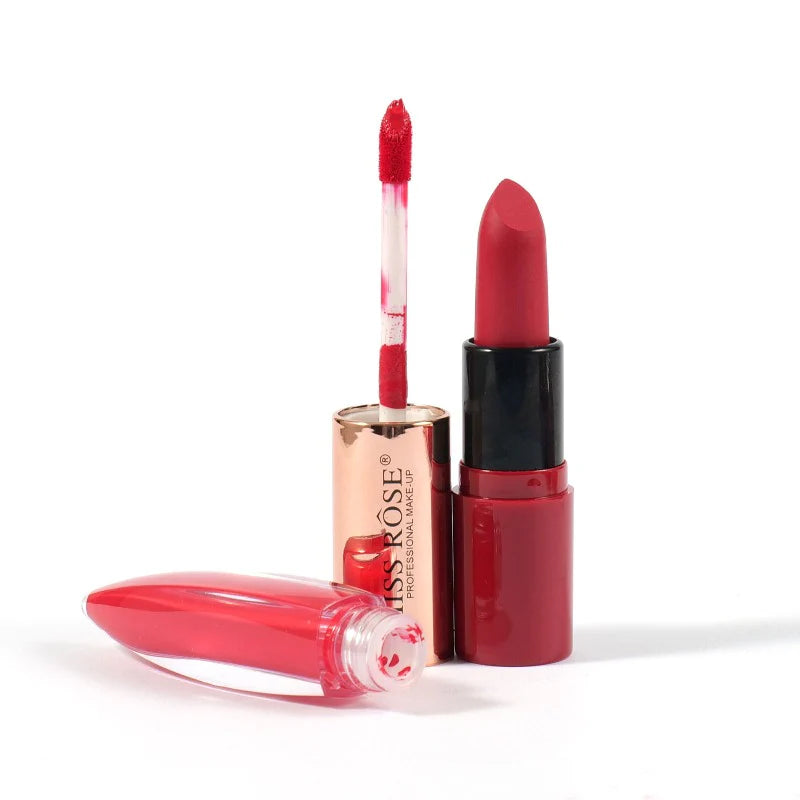 Miss Rose Dual-Ended 2in1 Matte Lipstick And Lipgloss 12Pcs Set