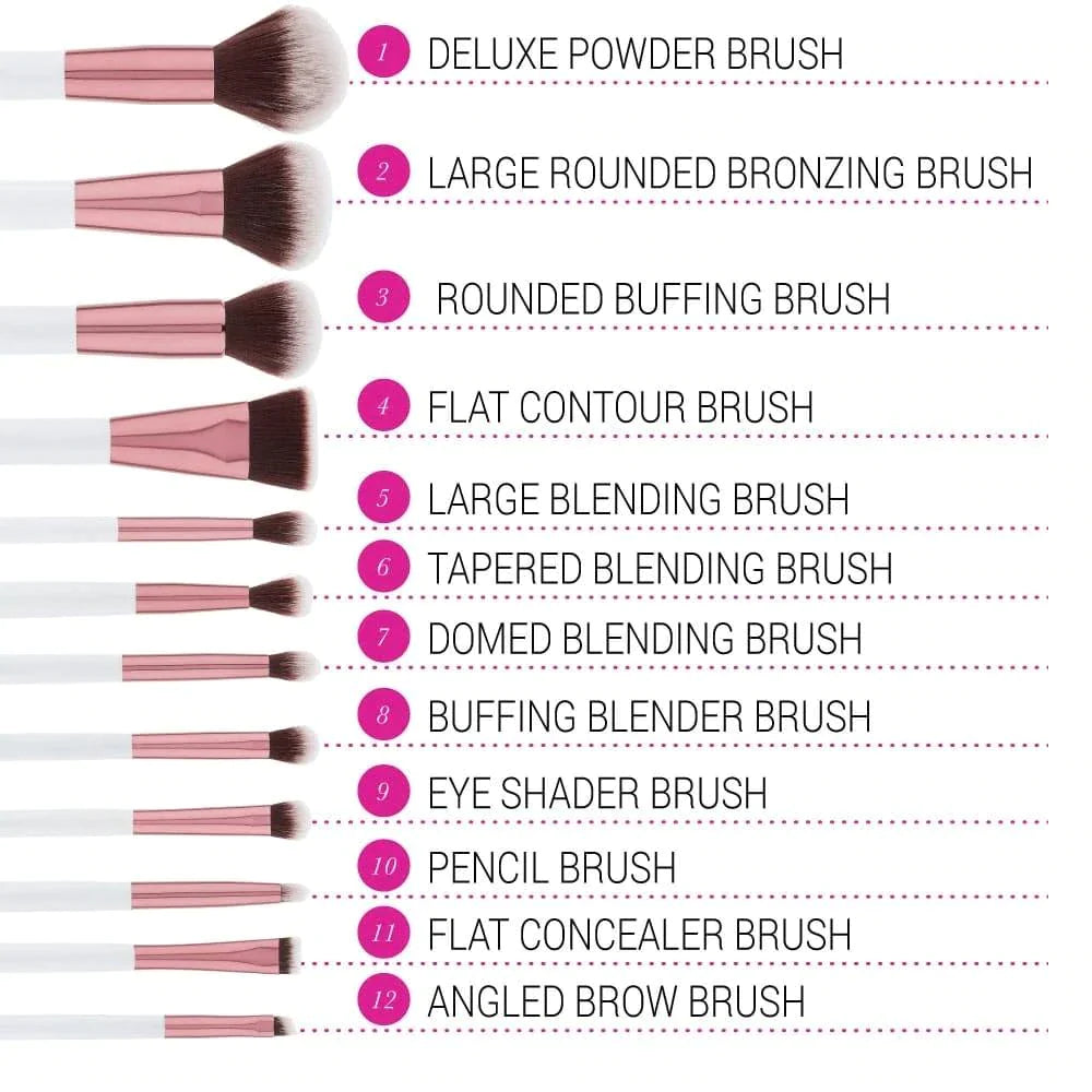 BH Cosmetics Crystal Quartz 12Pcs Brush Set and Bag