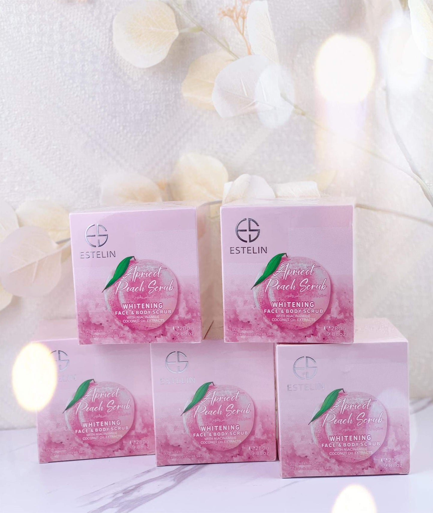 Estelin Apricot Peach Whitening Body and Face Scrub by Dr Rashel