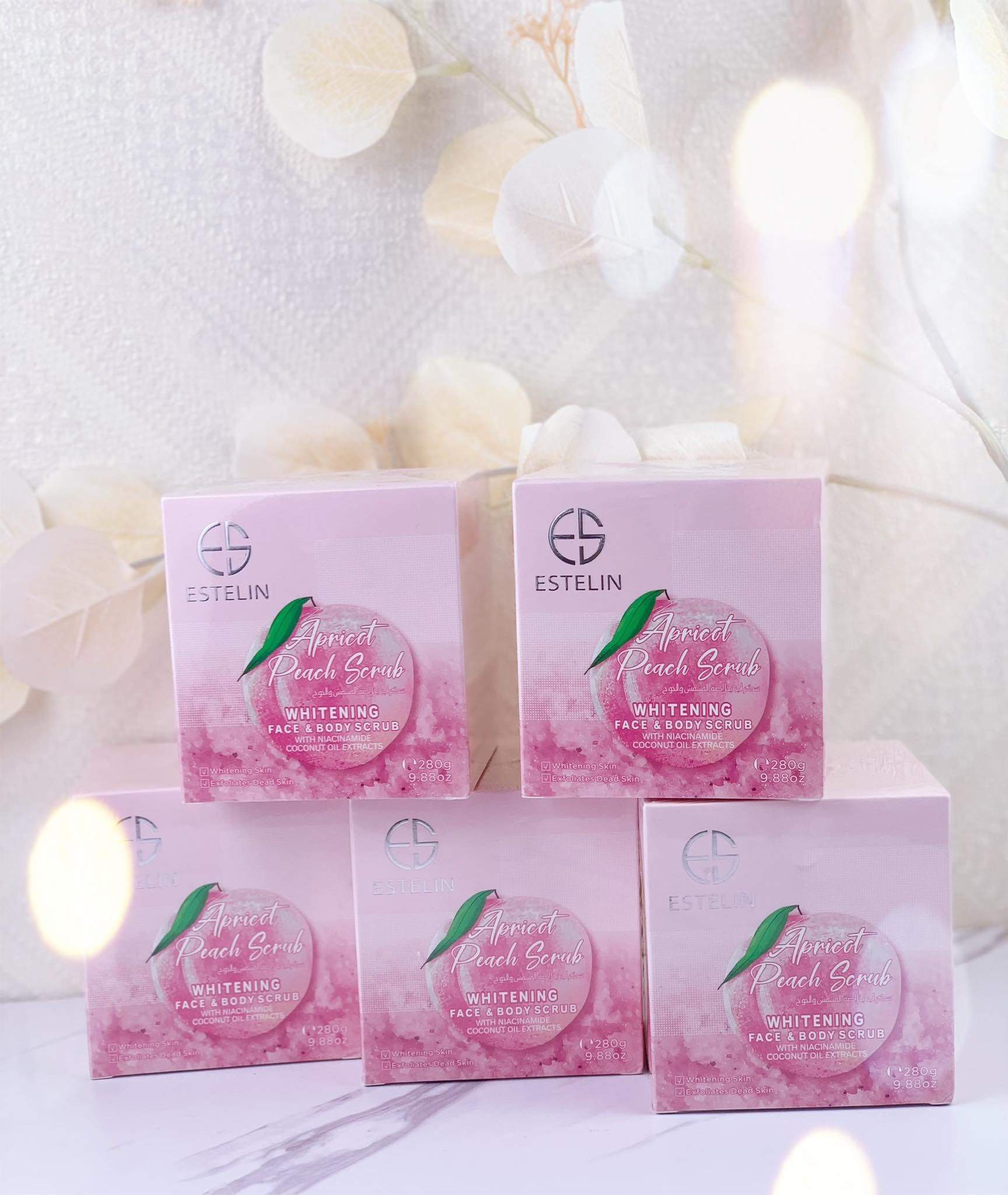 Estelin Apricot Peach Whitening Body and Face Scrub by Dr Rashel