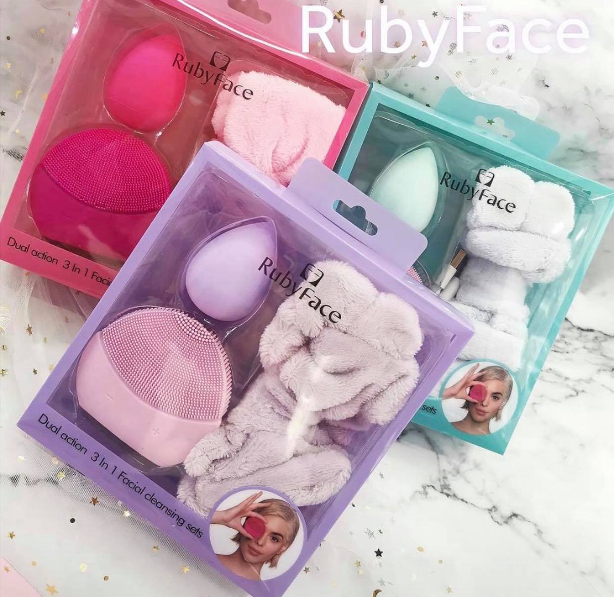 Ruby Face Dual 3 in 1 Facial Cleansing Sets