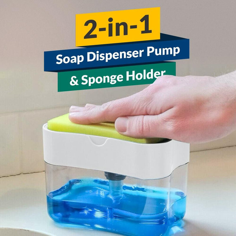 Soap Push Dispenser & Sponge Holder