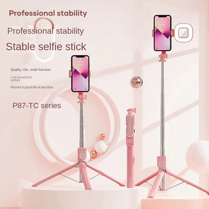 3in1 Selfie Stick Tripod With Wireless Remote And LED Fill Light (Color Black)