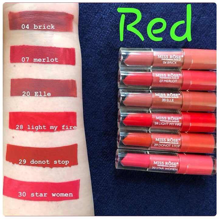 Miss Rose Matte Lip Gloss Pack of 6pcs (Red Edition)