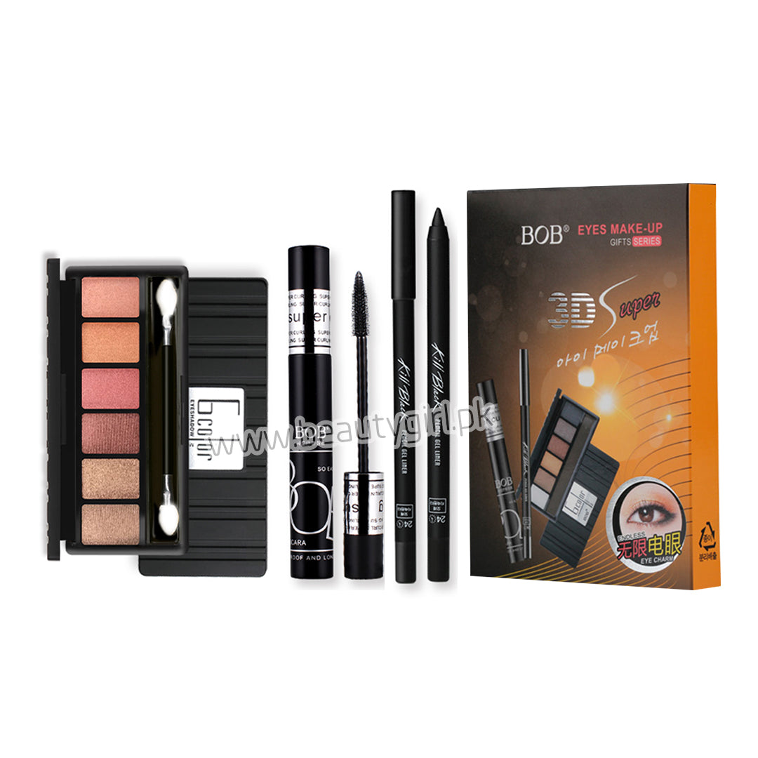 Bob Makeup 3pcs Set Waterproof Eyeliner, Mascara & Eye Shadow 008