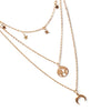 3 Layer Globe & Moon Pendant Chain Necklace Silver