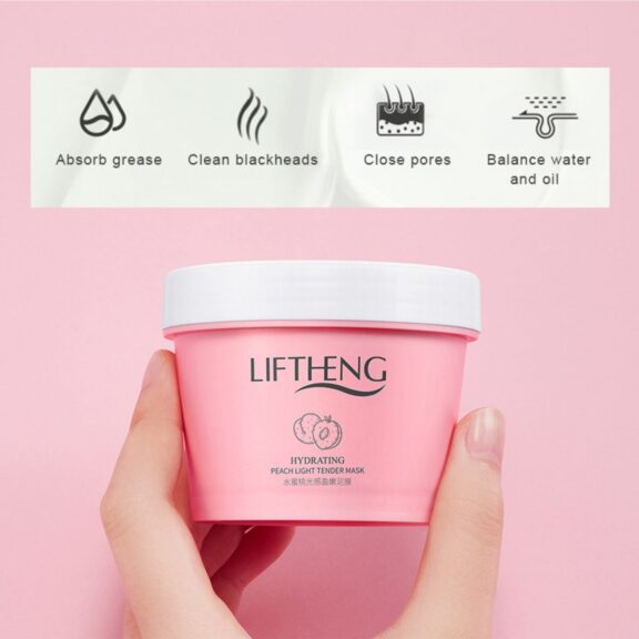 Liftheng Peach Mud Mask Moisturizing Pore Reducing Facial Cleansing 100g