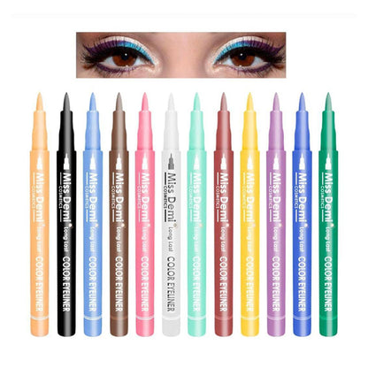 12PCS Miss Demi Matte Color Eyeliner