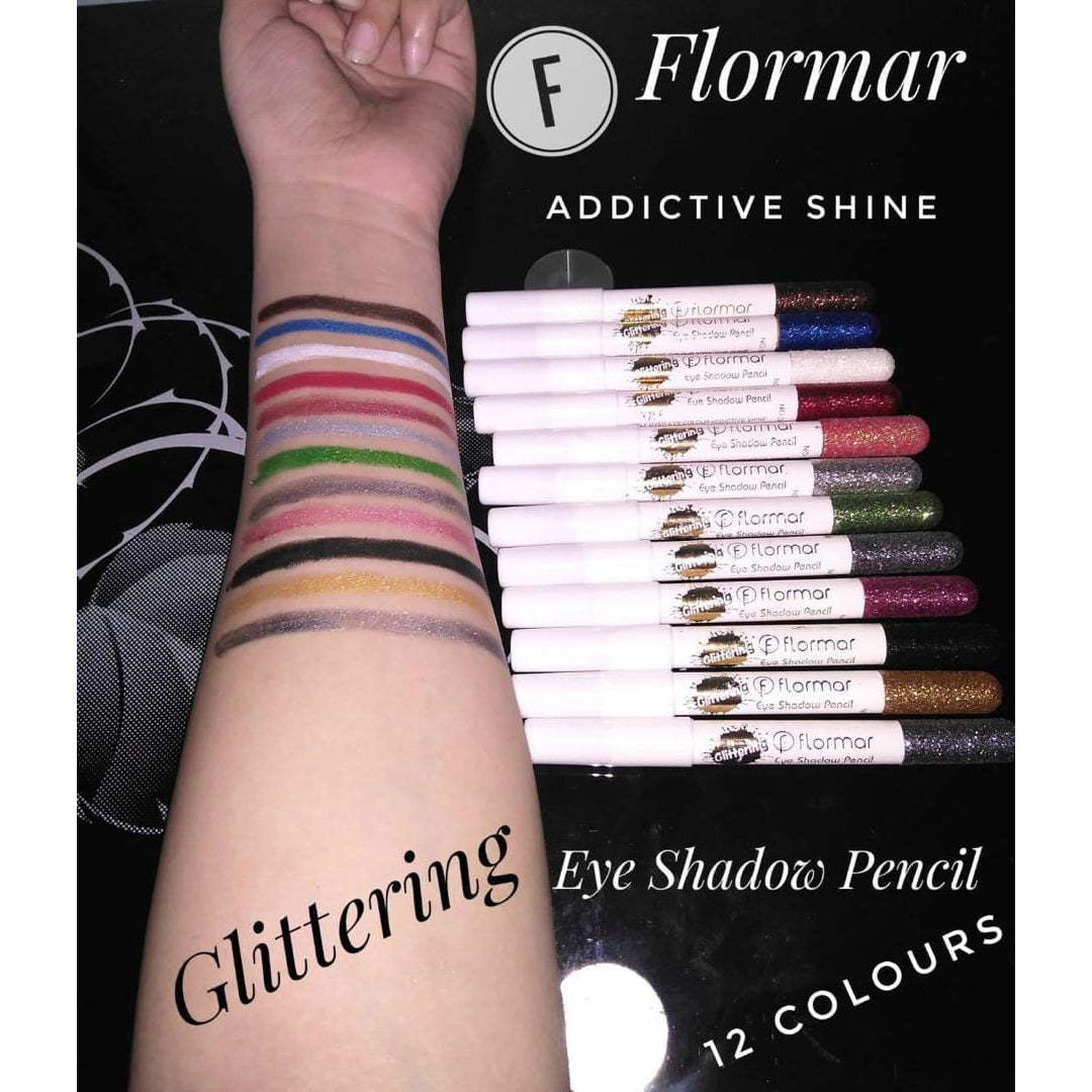 Flormar Glitter Eye-Shadow Pencil (Pack Of 12 Multicolor)