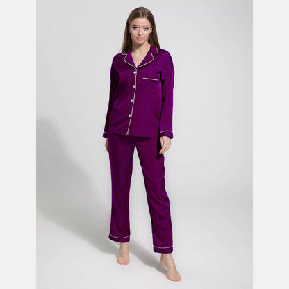 SILK NIGHT SUIT - PURPLE