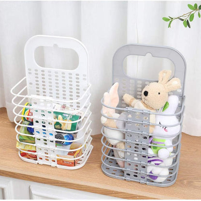 Folding Laundry Basket Wall Hanging Clothes Storage Bathroom Organizer