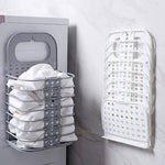 Folding Laundry Basket Wall Hanging Clothes Storage Bathroom Organizer