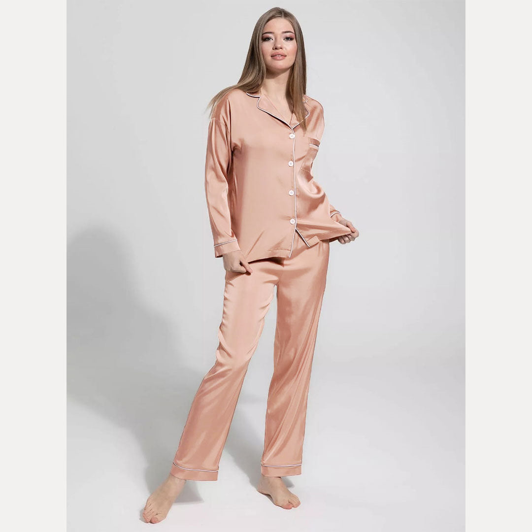 SILK NIGHT SUIT - DUSTY ROSE