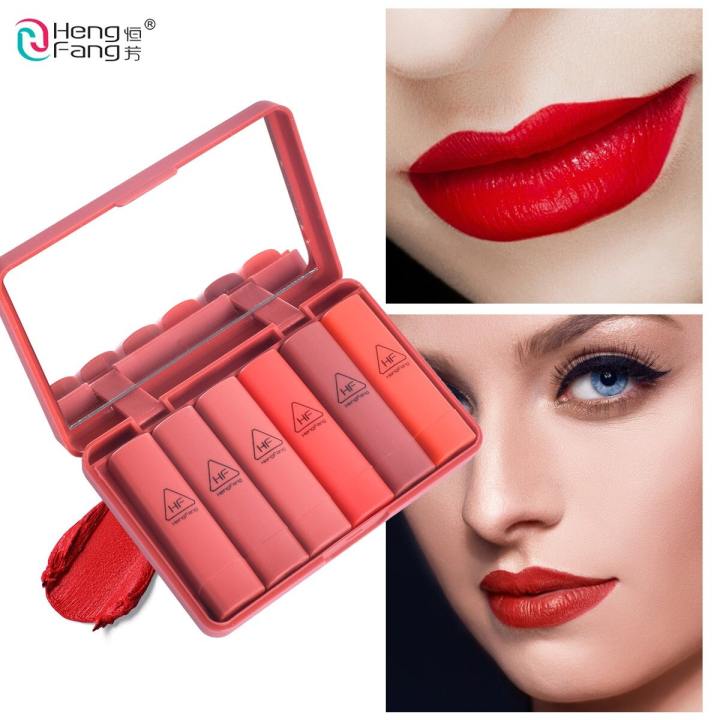 Hengfang 6pcs Mini Velvet Lipstick Waterproof (Red Edition)